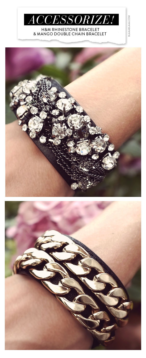 H&M Rhinestone Bracelet & Mango Double Chain Bracelet