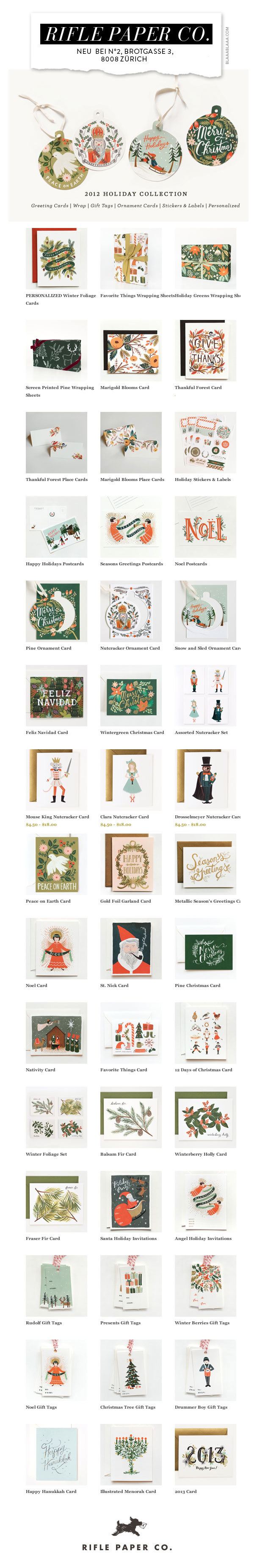 Weihnachtskarten und Briefpapier von Rifle Paper Co.