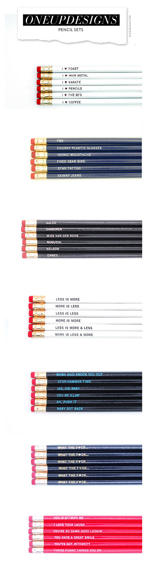 Oneupdesigns Pencil Sets