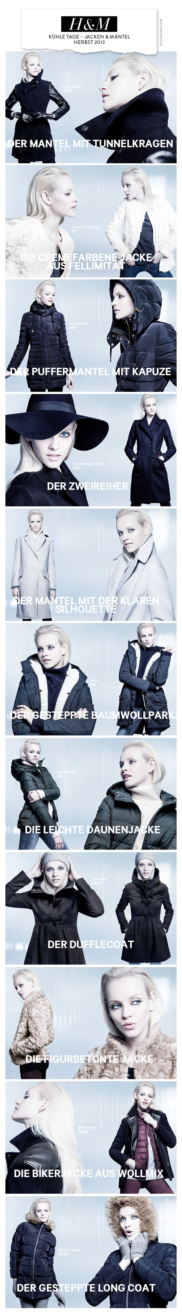 H&M Kühle Tage – Jacken & Mäntel Herbst 2013