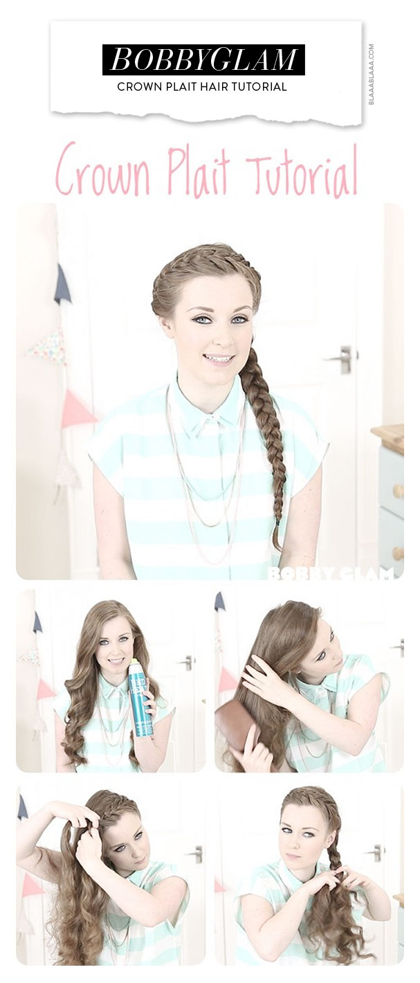 BobbyGlam Crown Plait Hair Tutorial
