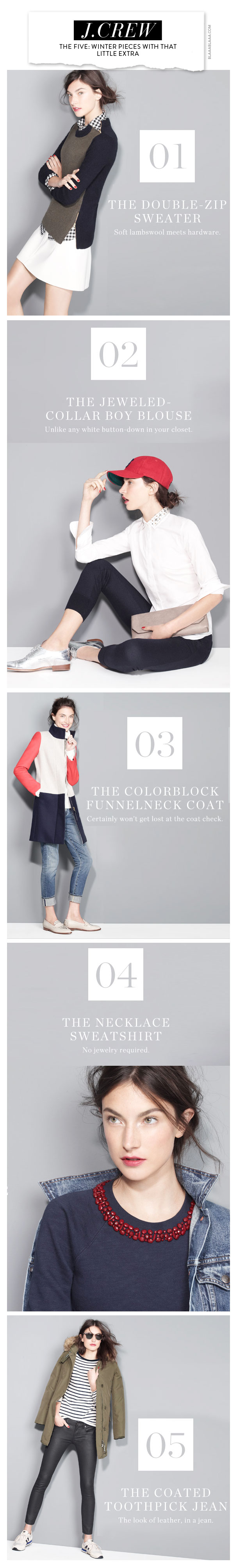 J.Crew – The Five: Winter Pieces With That Little Extra