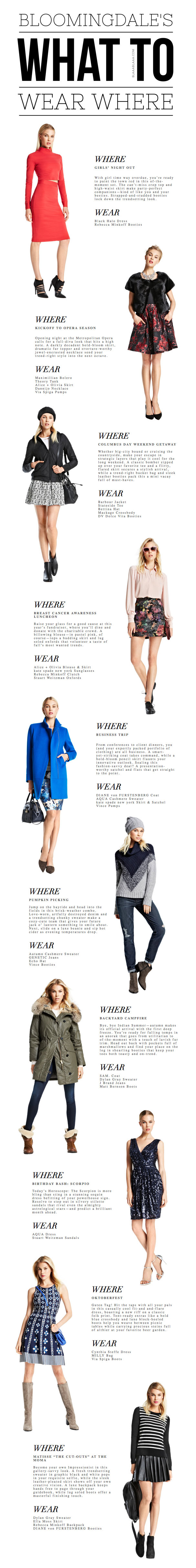 Bloomingdale’s What To Wear Where October 2014