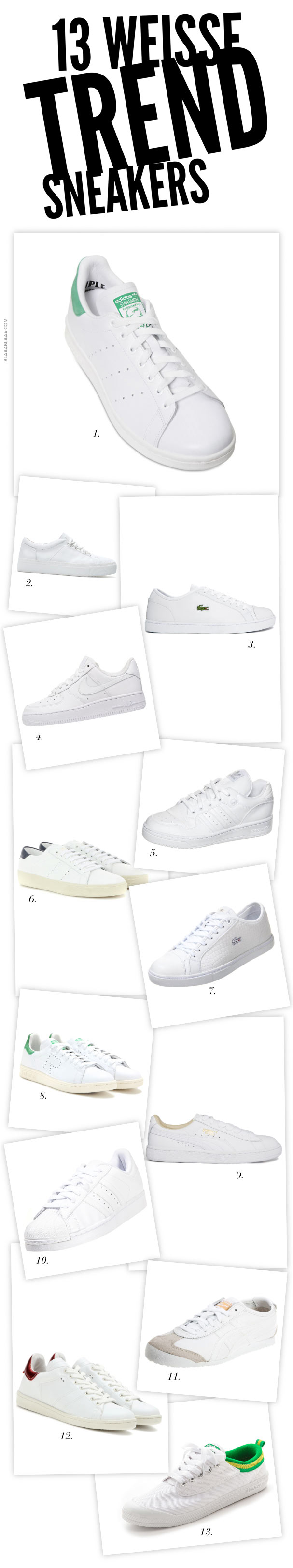 13 weisse Trend-Sneakers
